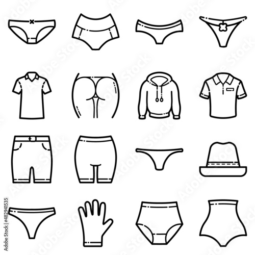 Clothes Flat Icon Set Isolated On White Background