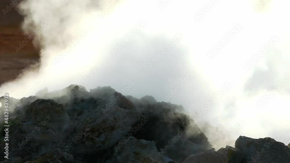 Steaming fumarole rock pile closeup at Mt Namafjall Iceland Steaming fumarole rock pile closeup at Mt Namafjall Iceland