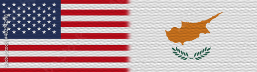 Cyprus and United States Of America Fabric Texture Flag – 3D Illustration