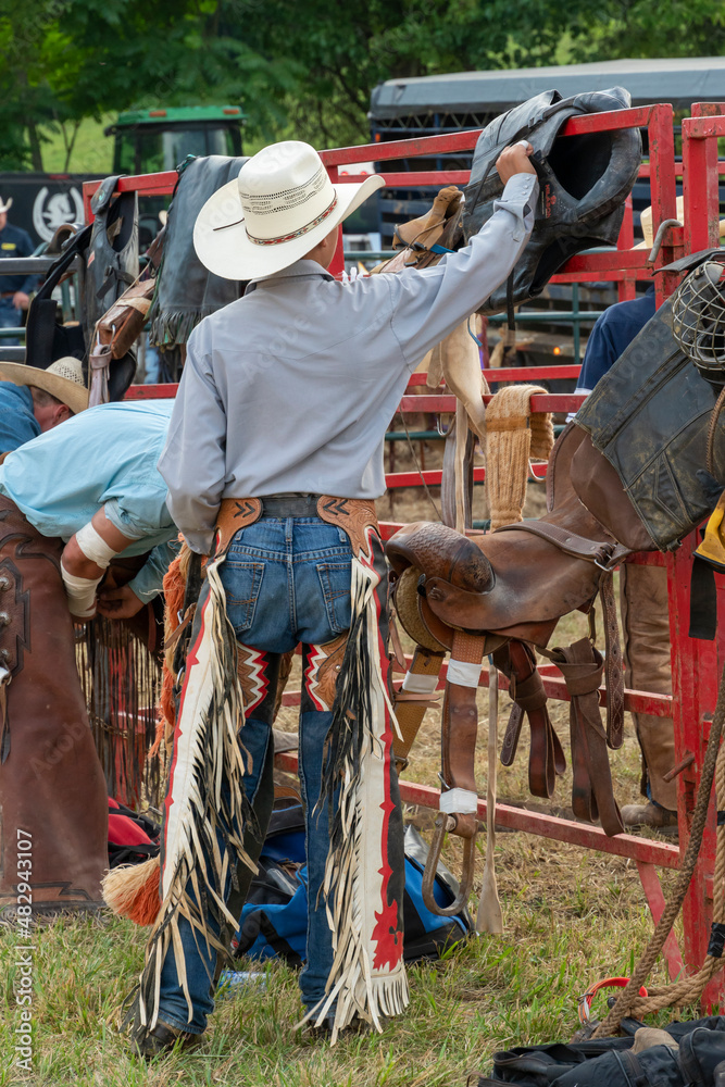 Bull + Bronco Rodeo Cowboy in Chaps