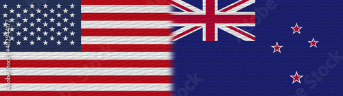 New Zealand and United States Of America Fabric Texture Flag – 3D Illustration