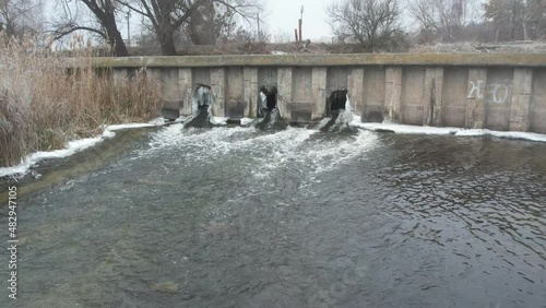 water flowing into the river