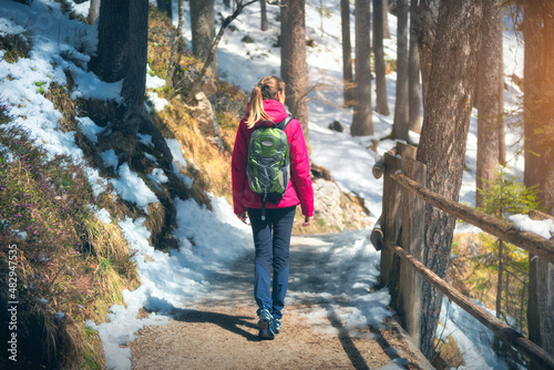 Young woman with backpack i...