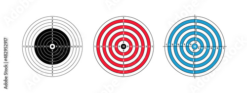 Set round target for target shooting competition. Template target with numbers for shooting range or pistol shooting. Vector illustration