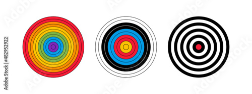 Set round target for target shooting competition. Template target with numbers for shooting range or pistol shooting. Vector illustration
