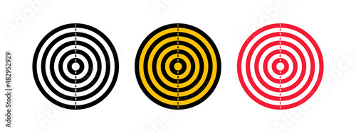 Set round target for target shooting competition. Template target with numbers for shooting range or pistol shooting. Vector illustration