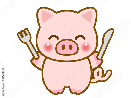 食事するブタのイラスト素材