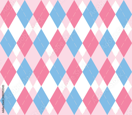 Diamond shaped seamless pattern in blue and pink color. for all kinds of print, fabric, book cover, surface and web use