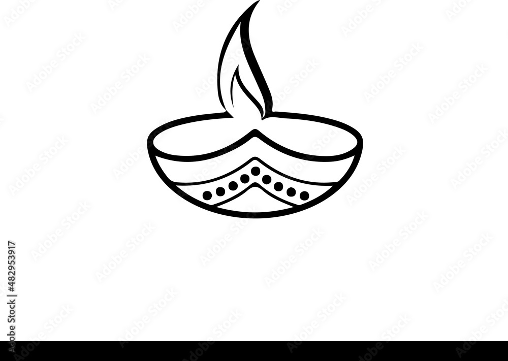 Diya vector for dewali and event decoration black and white Diya vector for dewali and event decoration black and white