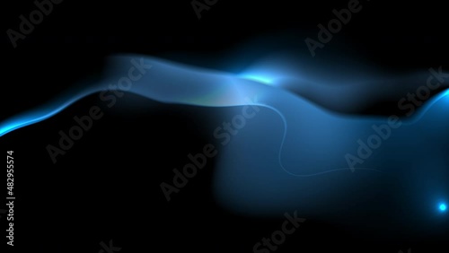 Glowing blue shiny smooth flowing waves abstract motion background. Seamless looping. Video animation Ultra HD 4K 3840x2160