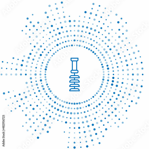 Blue line Toilet brush icon isolated on white background. Abstract circle random dots. Vector