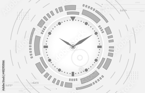 Abstract technology clock white background