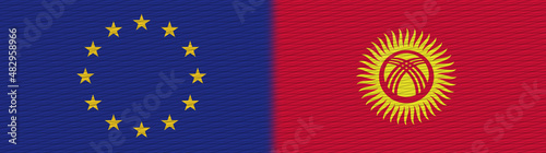 Kyrgyzstan and European Union Europe Fabric Texture Flag – 3D Illustration