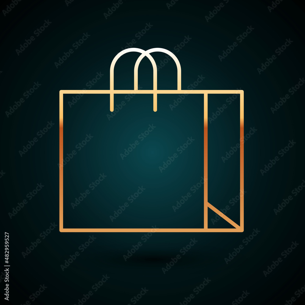 Gold line Shopping bag jewelry icon isolated on dark blue background. Vector Gold line Shopping bag jewelry icon isolated on dark blue background. Vector