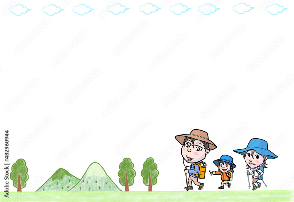 Obraz premium 親子、家族で登山、キャンプを楽しむ