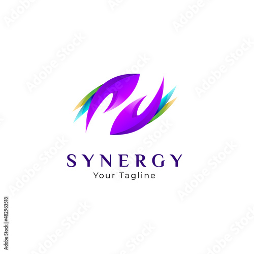 hand synergy logo design concept