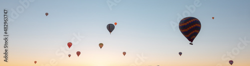 Hot air balloons. Banner photo of hot air balloons in Cappadocia