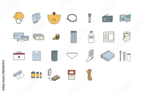 防災グッズのイラスト一覧　アイコン