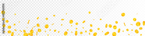 Russian ruble coins falling. Captivating scattered RUB coins. Russia money. Symmetrical jackpot, wealth or success concept. Vector illustration.