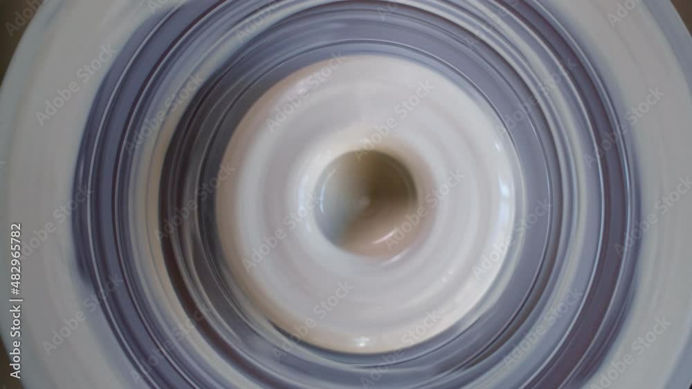 rotating pottery wheel in workshop, top view rotating pottery wheel in workshop, top view