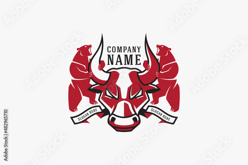 heraldic style bull and bear logo for capital management company