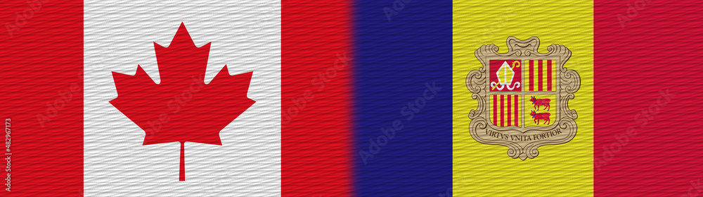Obraz premium Andorra and Canada Canadian Fabric Texture Flag – 3D Illustration