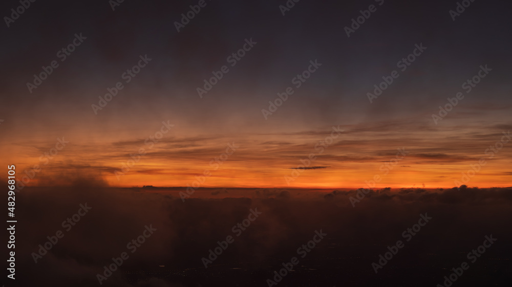 Bright orange sky and light of the sunrise at morning. Bright orange sky and light of the sunrise at morning.