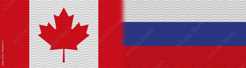 Fototapeta premium Russia and Canada Canadian Fabric Texture Flag – 3D Illustration