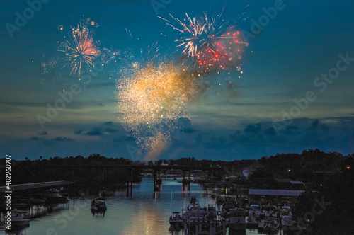 Fireworks in sky over Stienhatchee River, Florida photo