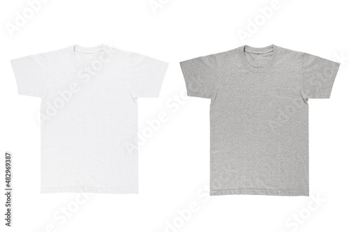 White and gray t shirt isolated on white background