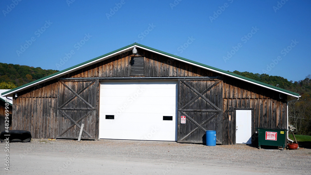 Close Up of Old Barn or Warehouse in Country Setting - Hangar Storage Building