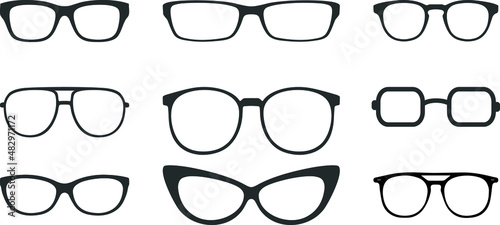 Retro eyeglasses vector icon, Retro glasses eye health eyewear set. rim sunglasses collection design