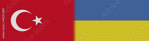 Ukraine and Turkey Turkish Fabric Texture Flag – 3D Illustration