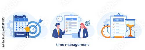 Business time management, deadline concept, planner, start up flat vector illustration banner