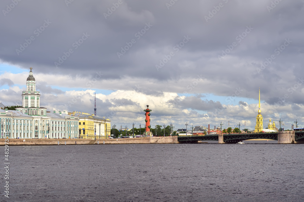 Universitetskaya embankment on the Neva