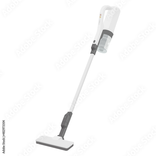 Vector illustration of cordless handheld stick vacuum cleaner isolated on background.