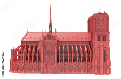 Notre Dame Cathedral Paris illustration image 3D photo