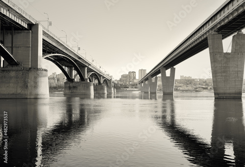 Bridges over the Ob river - sepia © ArhSib