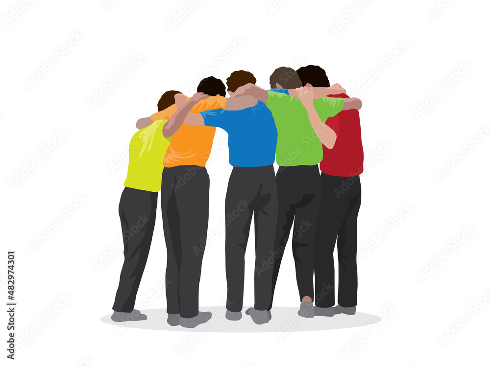 Fototapeta premium Group of Students Head Together Teamwork in illustration graphic vector