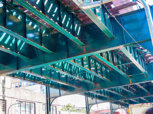Overhead subway bridge, Jackson Heights, New York City