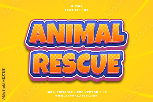Animal Rescue Cartoon Editable Text Effect