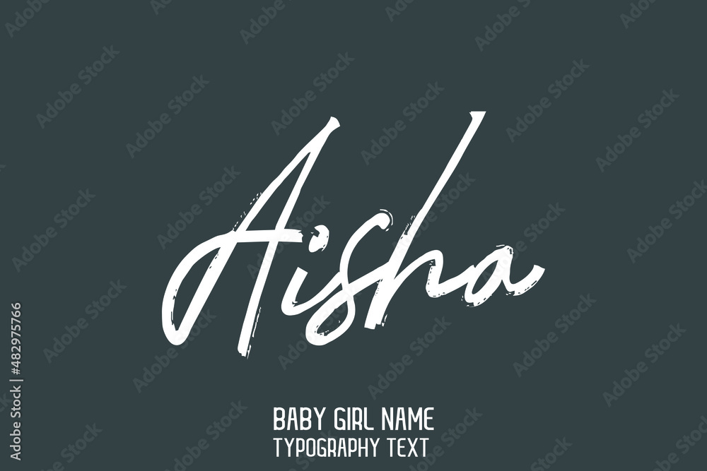 Aisha Baby Girl Name in Stylish Cursive Brush Typography Text on Grey Background Aisha Baby Girl Name in Stylish Cursive Brush Typography Text on Grey Background