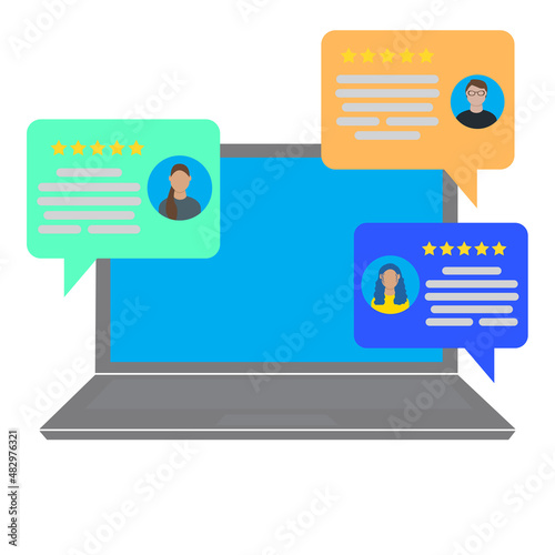 User feedback icon. Laptop symbol. Rating customer. Online review sign. Social message. Vector illustration. Stock image. 