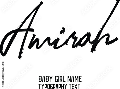Amirah Design Decorative Cursive Lettering Vector Girl Name photo