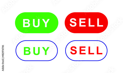buy and sell button in a simple and minimalist illustration. set of element for design application and website of the stock market.