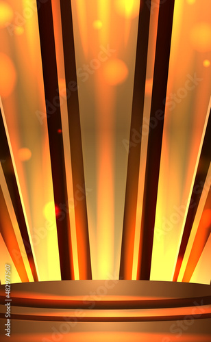 golden scene background with podium pedestal for award winning celebration ceremony