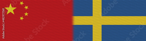 Sweden and China Chinese Fabric Texture Flag – 3D Illustration