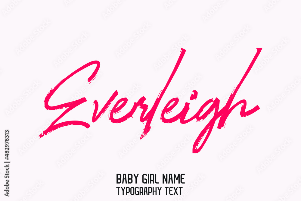 Woman's Name Vector Rough Brush Script Word art Pink Color Text Design for Everleigh 