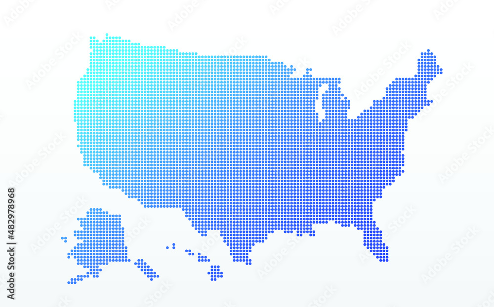 BLUE DOTTED MAP OF UNITED STATES
