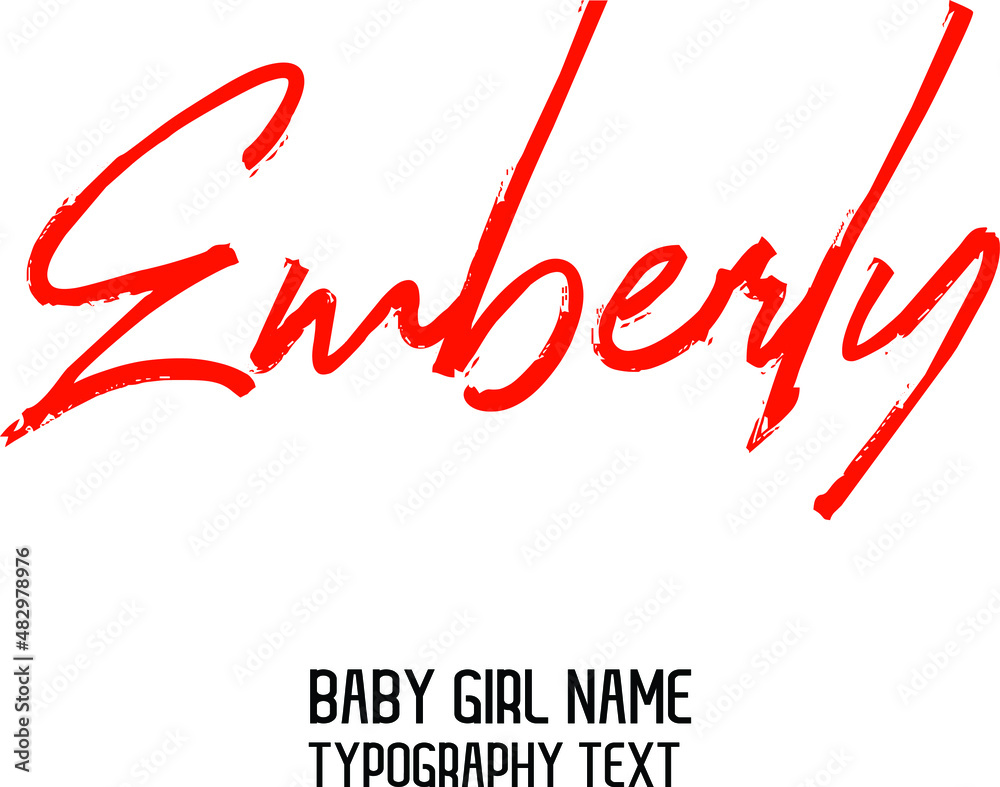 Emberly Female Name Handwritten Lettering Modern Red Color Typography Emberly Female Name Handwritten Lettering Modern Red Color Typography